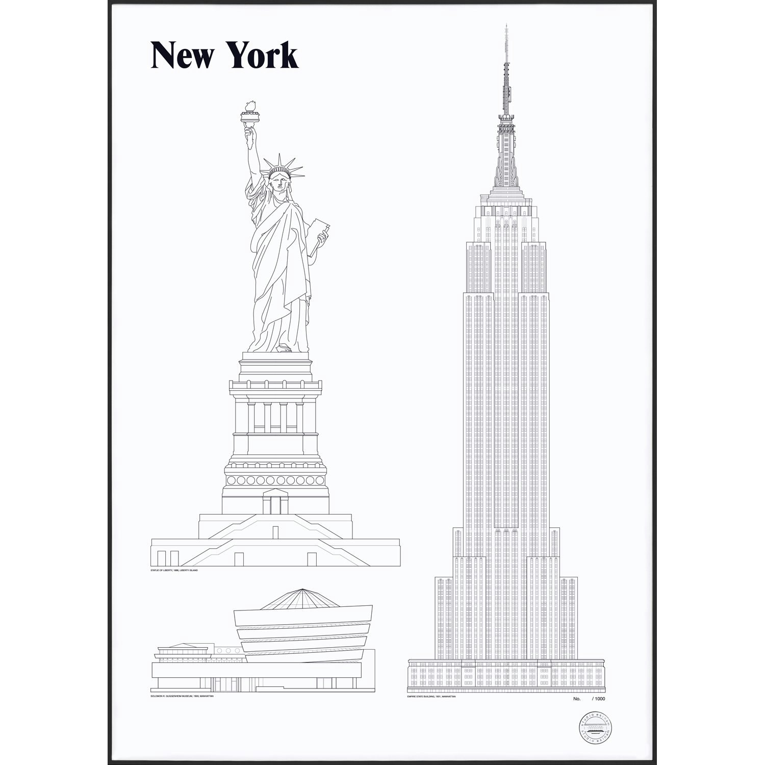 Studio Esinam New York Landmarks Poster - Posters Papper Vit - newyorklandmarks
